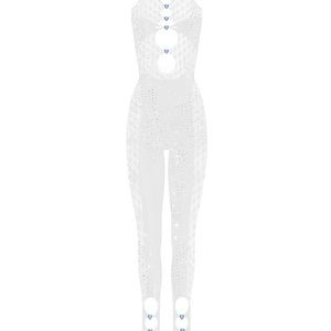 Poster Girl Optic White Rhinestone Jumpsuit